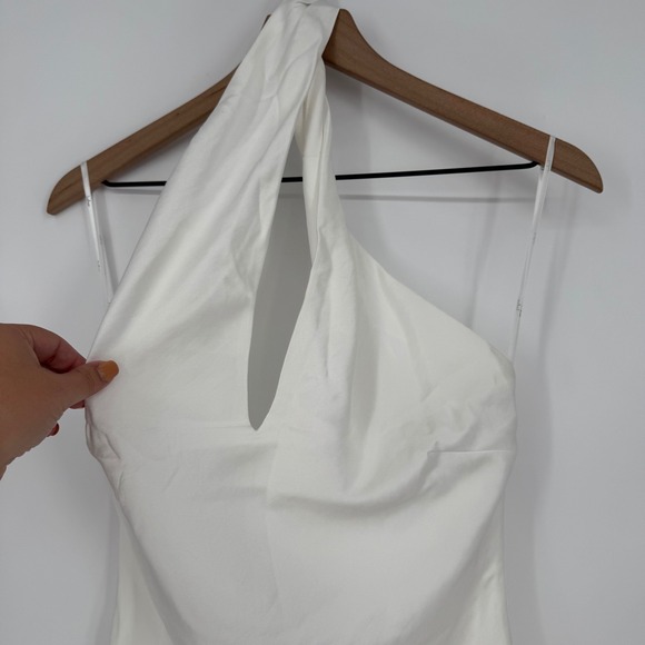 Lulus Beyond Classy White Satin Halter‎ Midi Dress Size M - Picture 4 of 12
